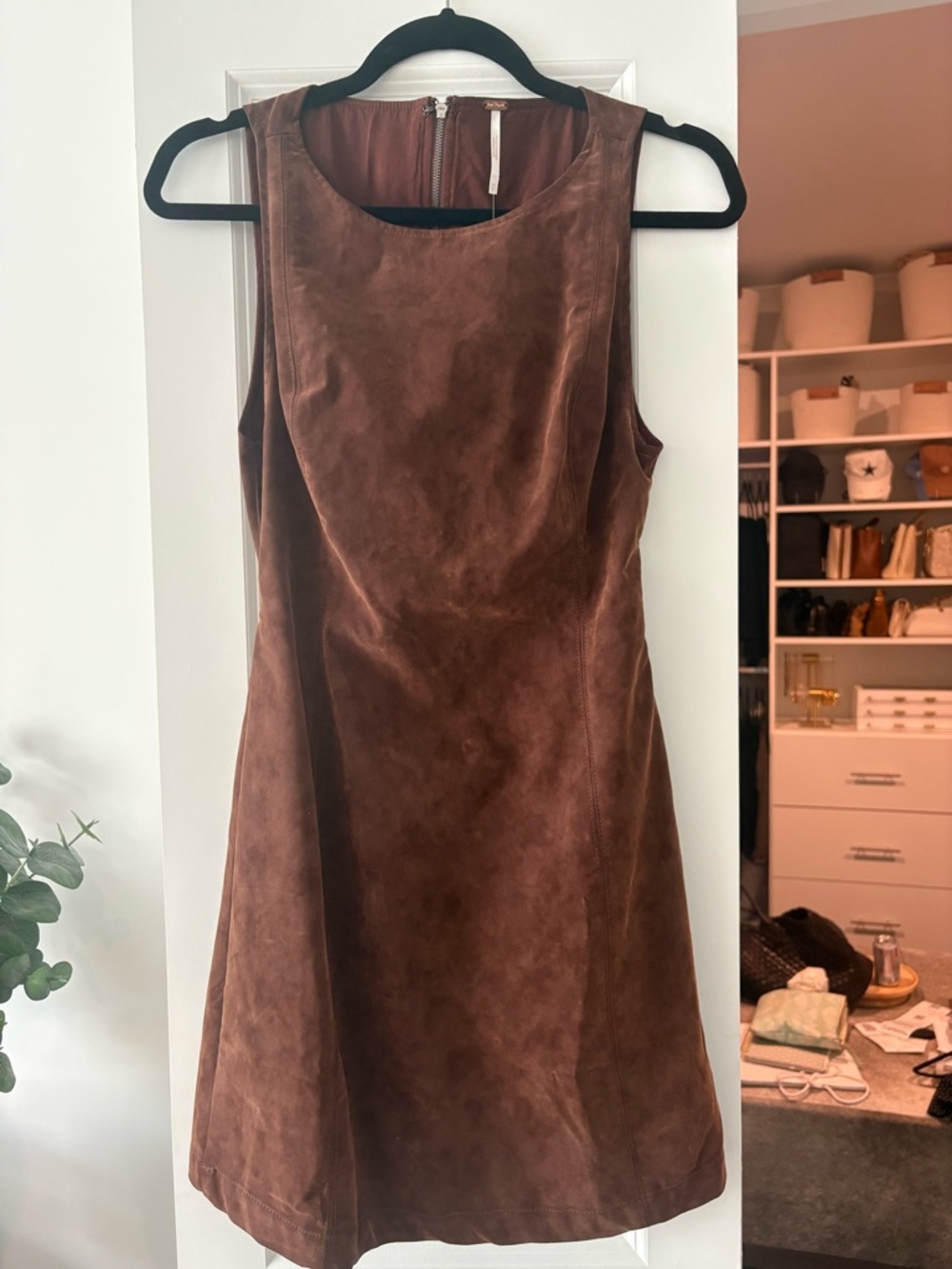 Free People Brown Suede Sleeveless Mini Dress